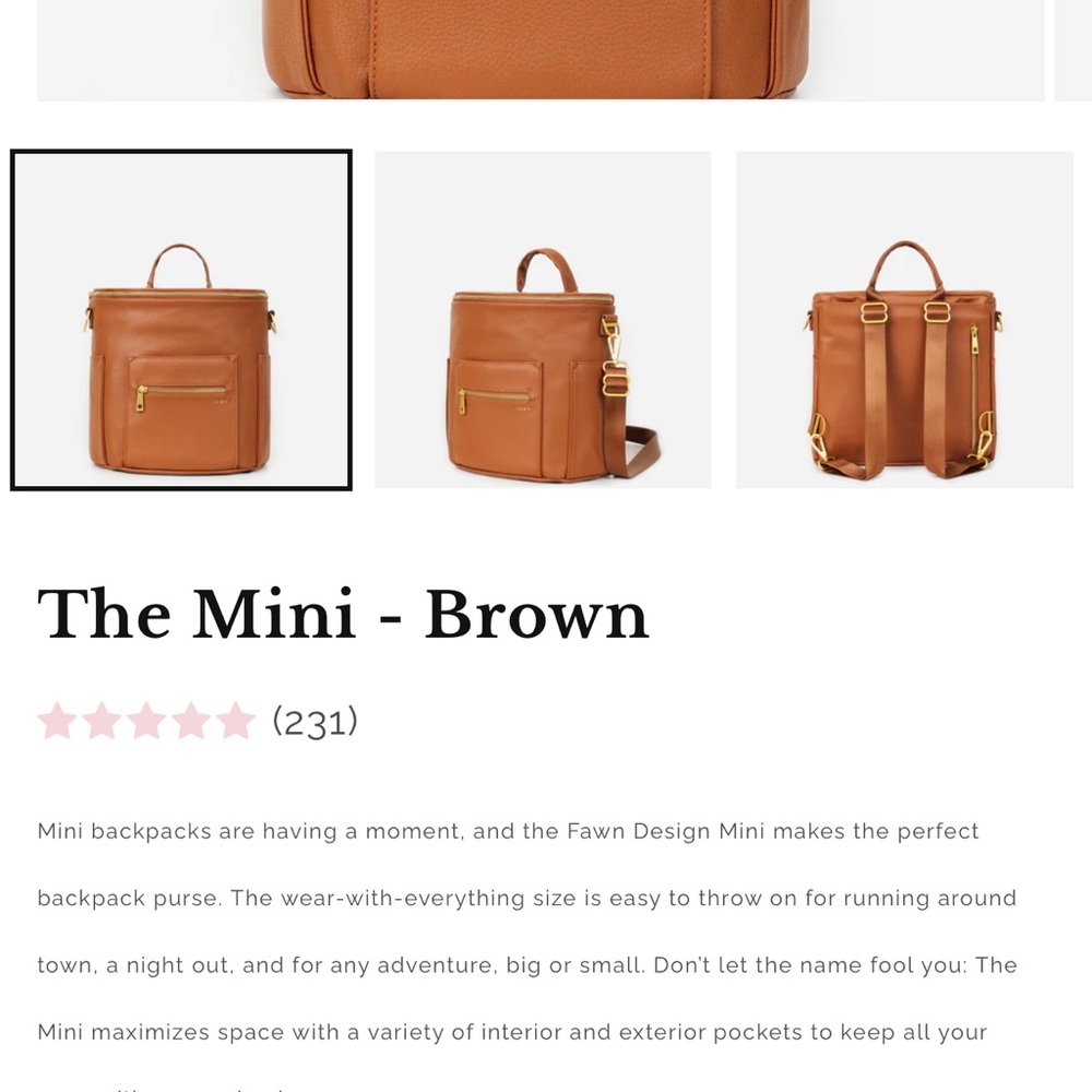 Fawn Design Tan Mini Backpack - Picture 3 of 6